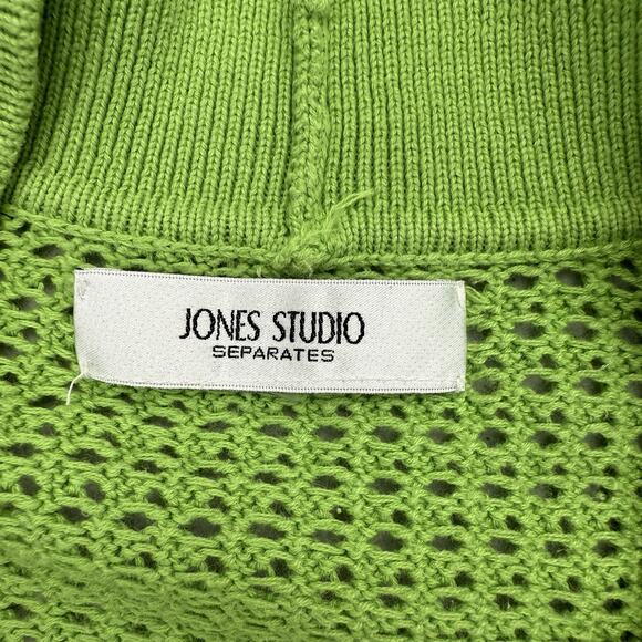Jones Studio Cardigan Womens XL Green Open Front Sweater 3/4 Sleeve Lightweight - Picture 10 of 11